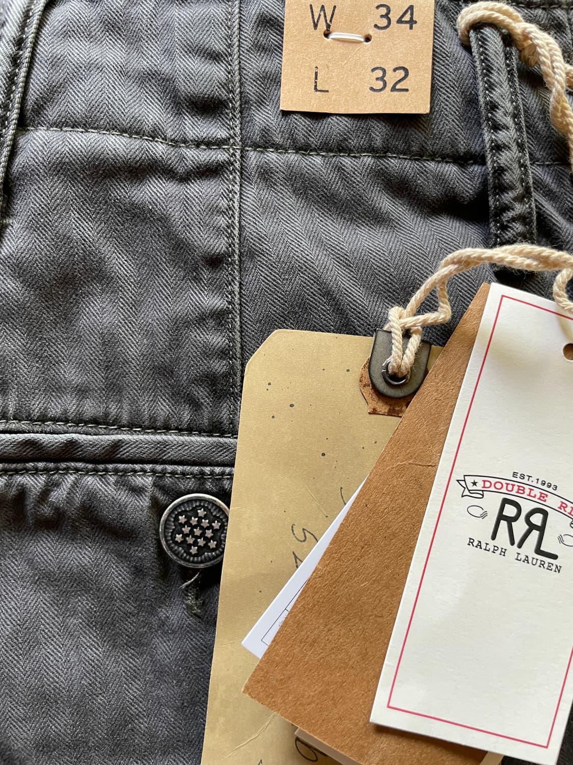 [34] RRL 가먼트 다이 헤링본 필드 팬츠 워시드 블랙 상품이미지1