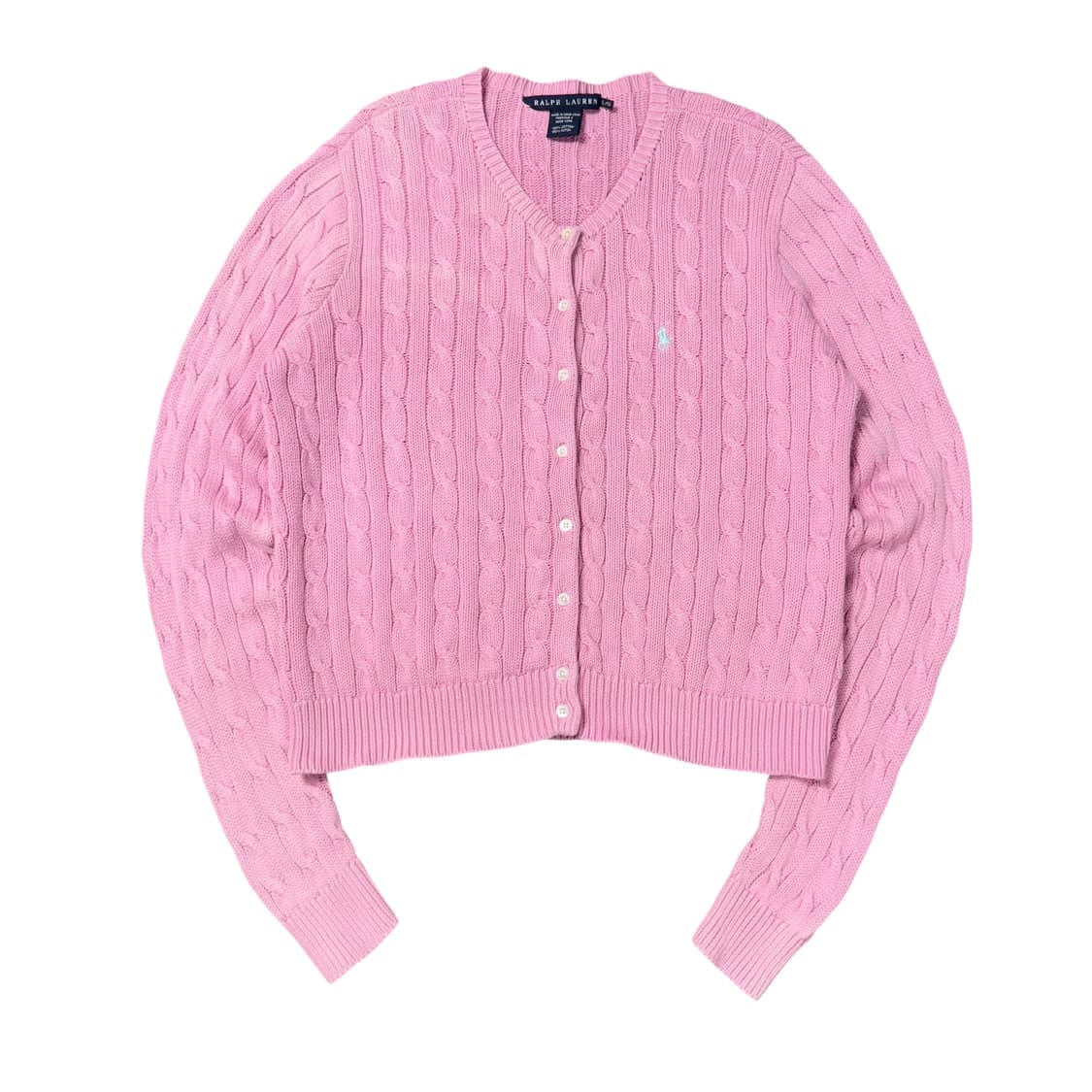 (L) 폴로 랄프로렌 케이블 니트 가디건 핑크 상품이미지1