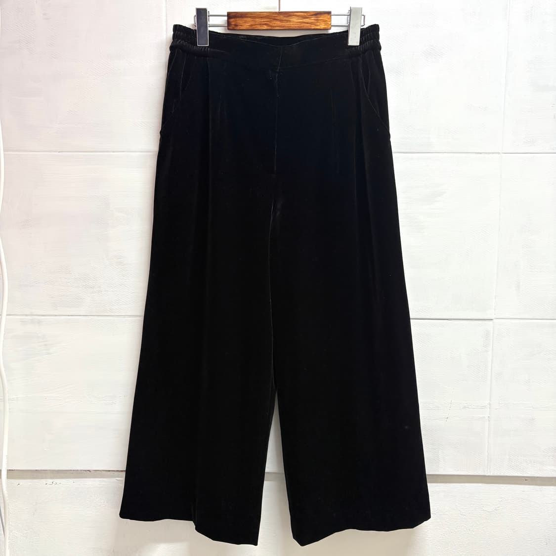 블랙 벨벳 와이드 팬츠 (JPN) 상품이미지1