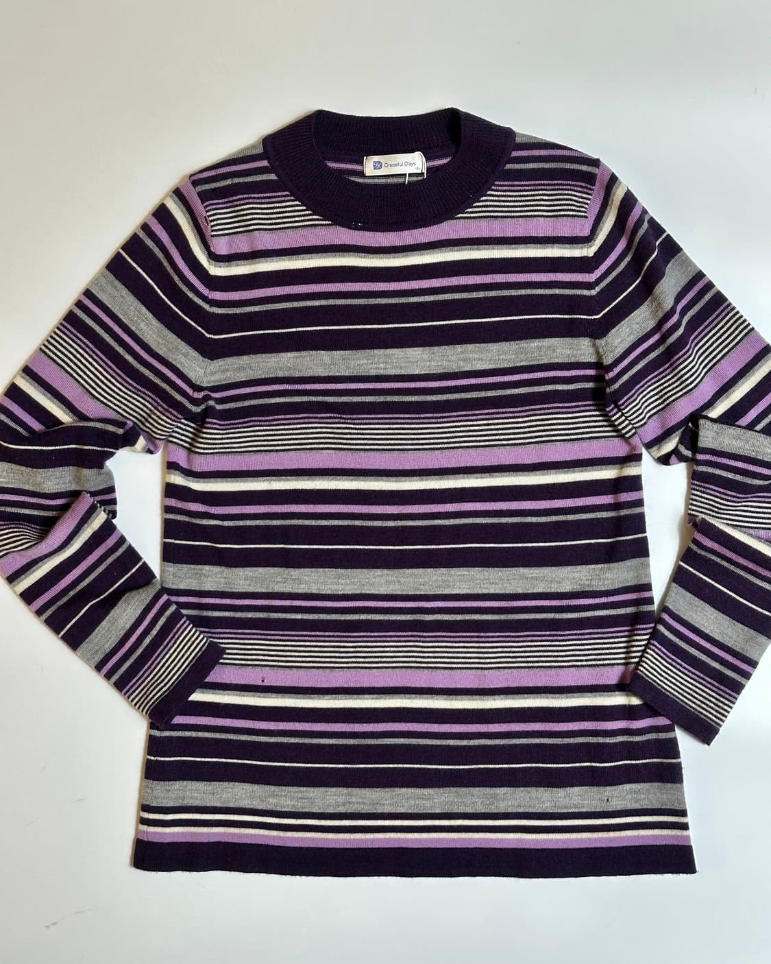 퍼플 스트라이프 레이어드 티셔츠 상품이미지4