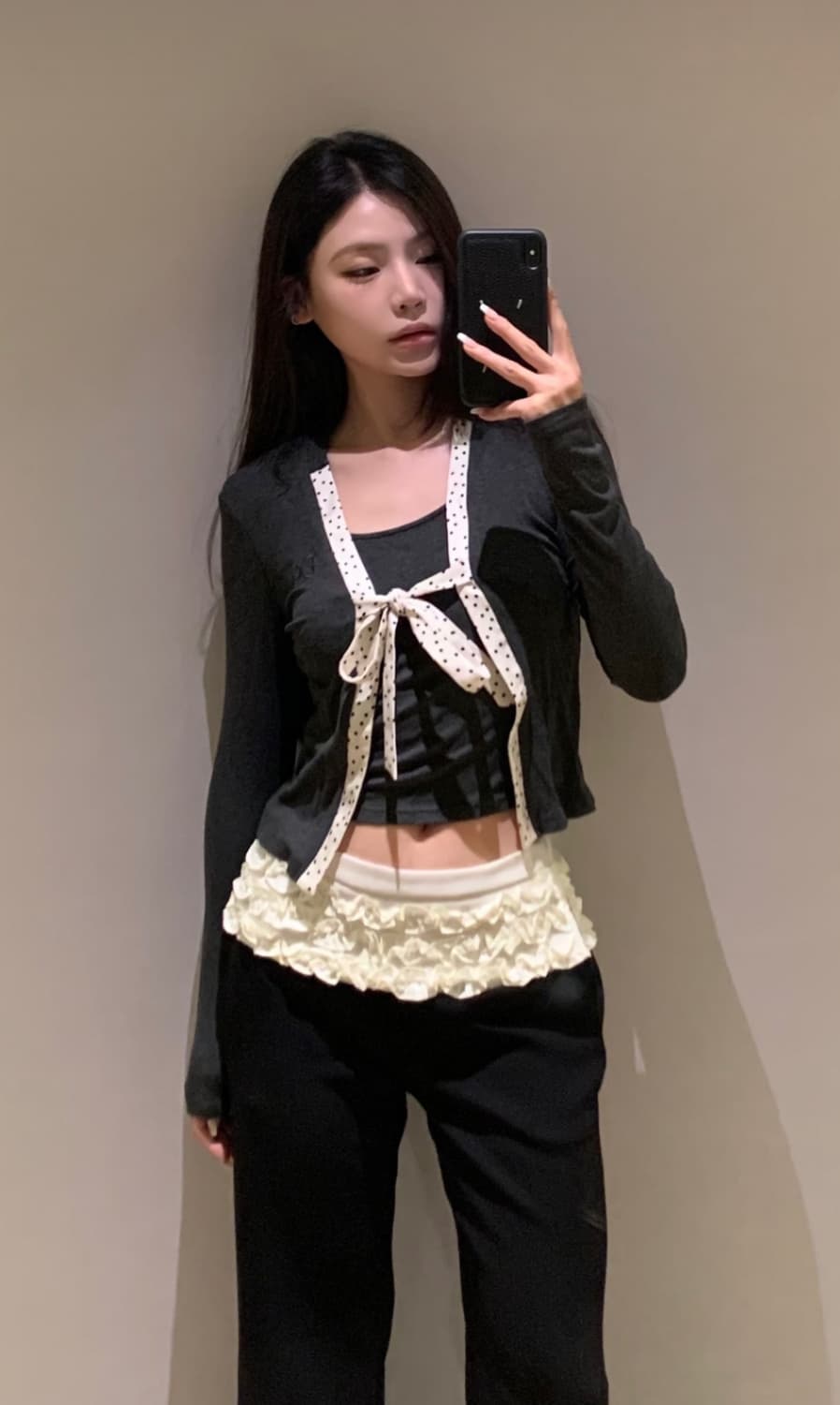 런웨이티켓 (현 오운서) 도트 가디건 M 상품이미지1