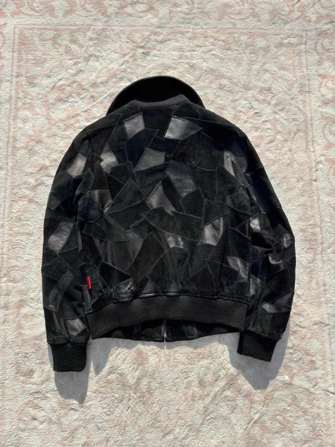 RU Jeans 패치워크 블랙 리얼레더 크롭 봄버자켓 상품이미지4