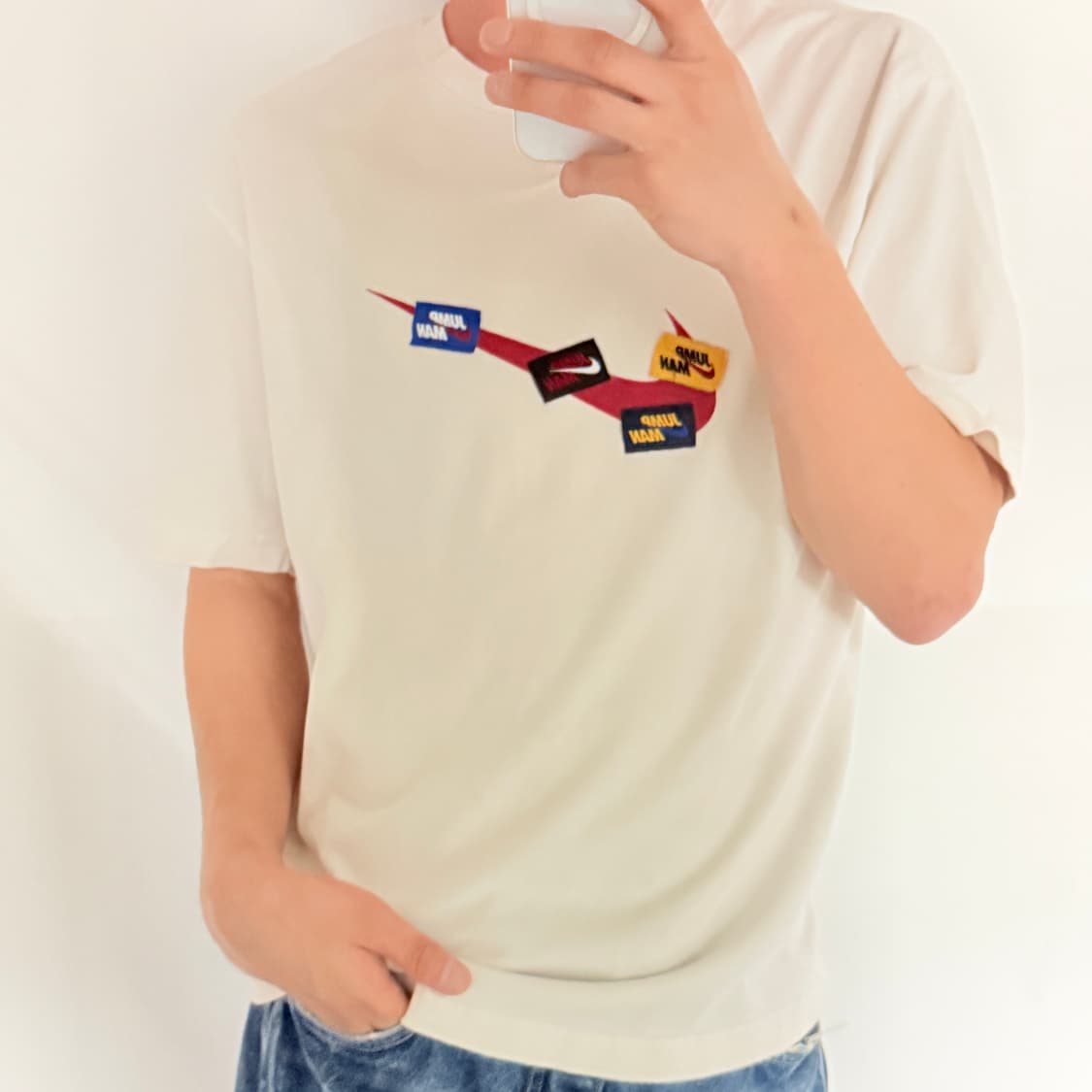 나이키 점프맨 패치 로고 반팔 티셔츠 아이보리 (M)  상품이미지1