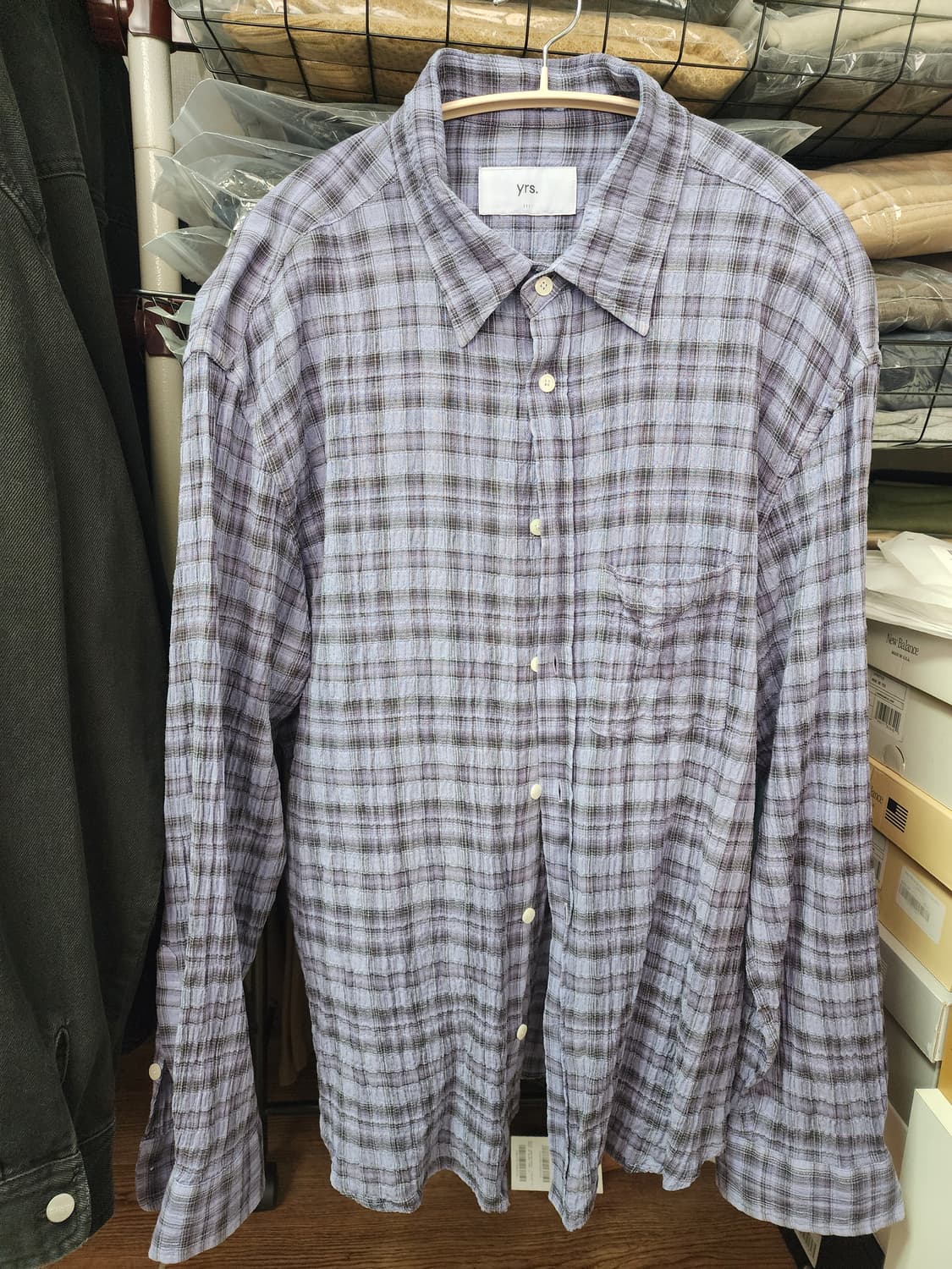 [3] 이얼즈어고 오버다이드 체크 포이카 셔츠 라벤더 상품이미지2