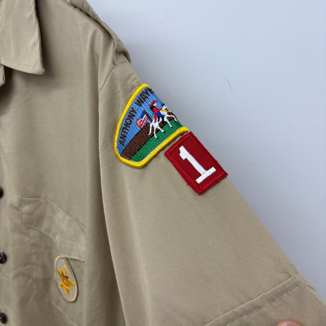 USA 보이스카우트 빈티지 반팔 셔츠 베이지 남성L 상품이미지3