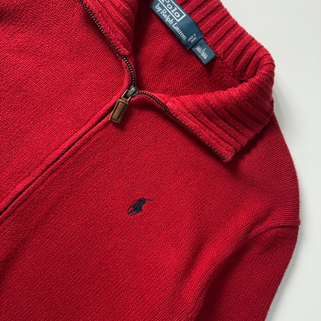 Polo 폴로 랄프로렌 딥레드 램스울 2-Way 집업 니트 상품이미지3