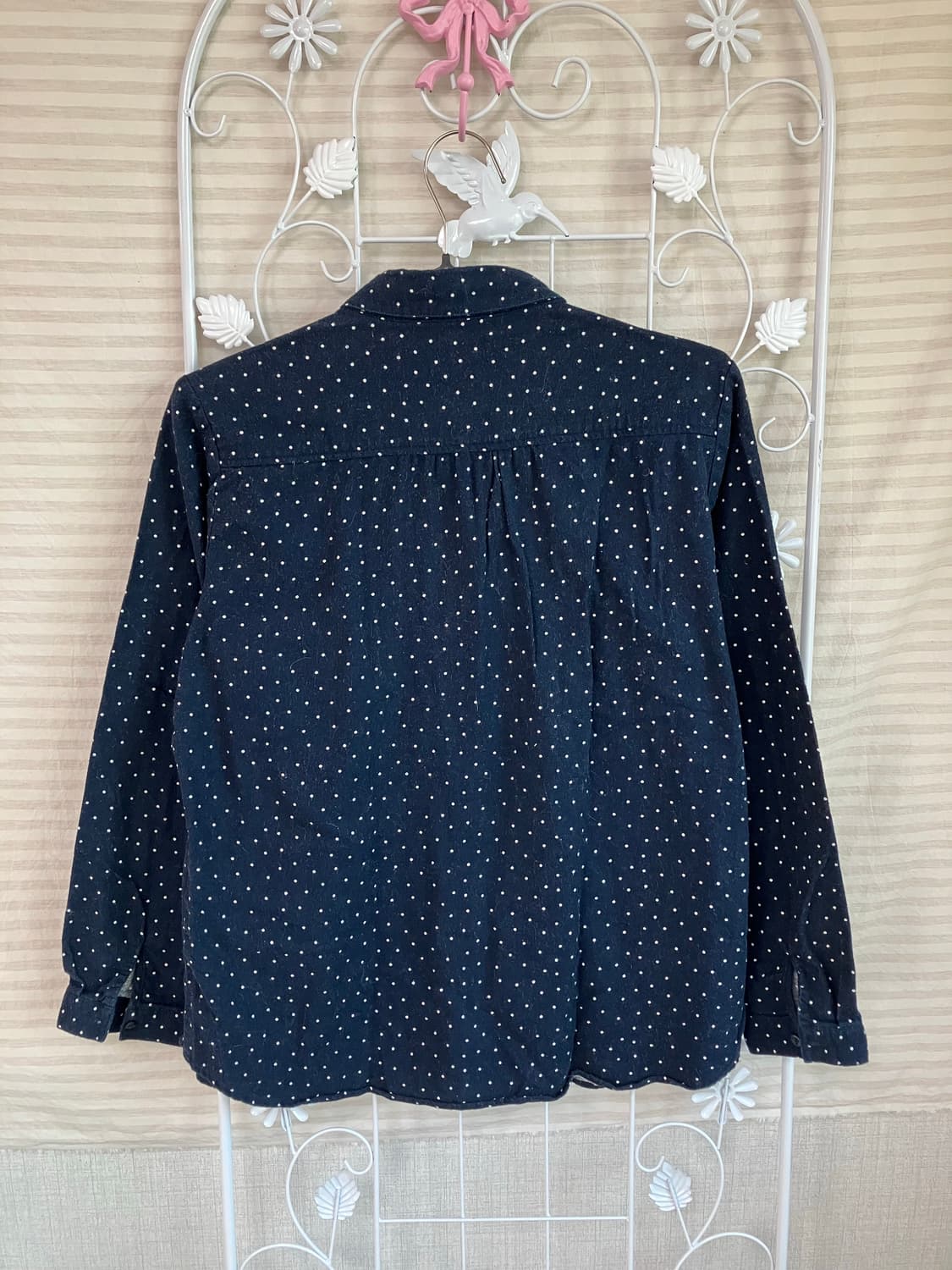 빈티지 네이비 도트 프릴 긴팔 y2k 스트릿 갸루 펑키  상품이미지2