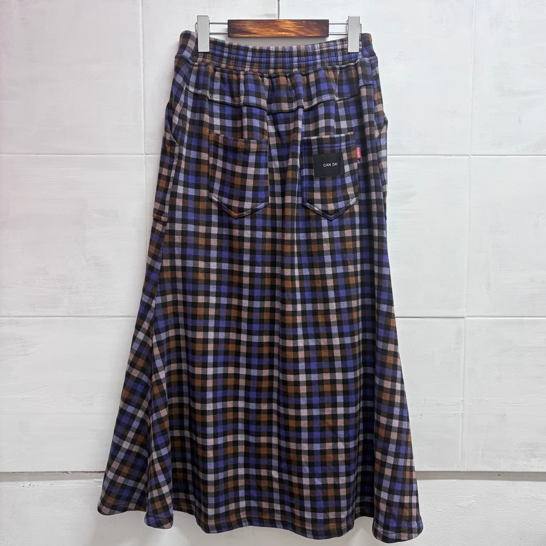 퍼플 체크 기모 키치 Y2K 롱 스커트  상품이미지3