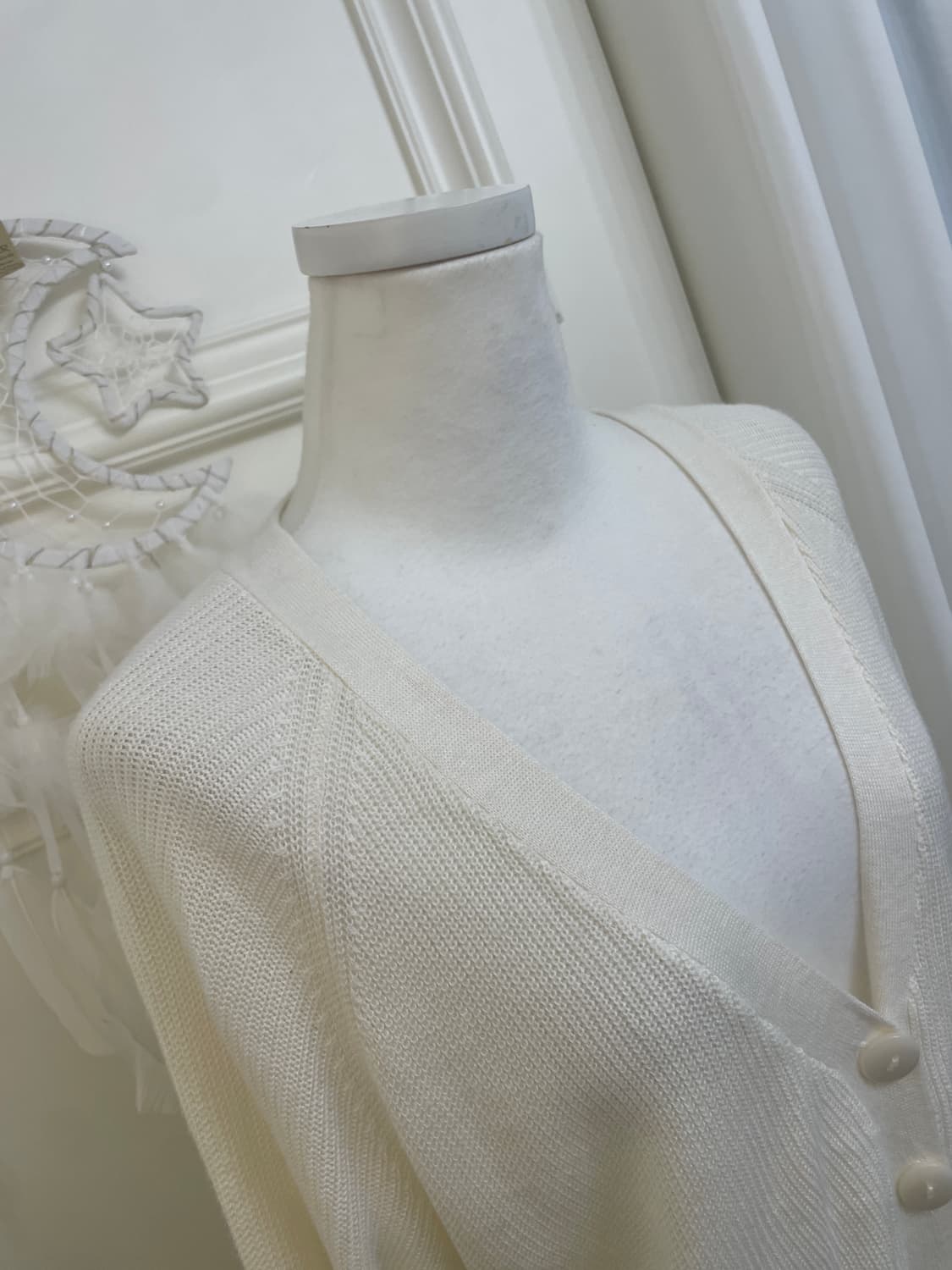 ivory basic waffle crop cardigan(size-M) 상품이미지7