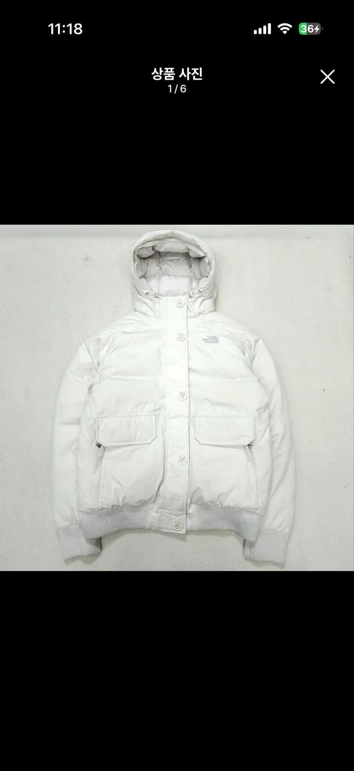노스페이스 화이트 후드 패딩 자켓 M 상품이미지1
