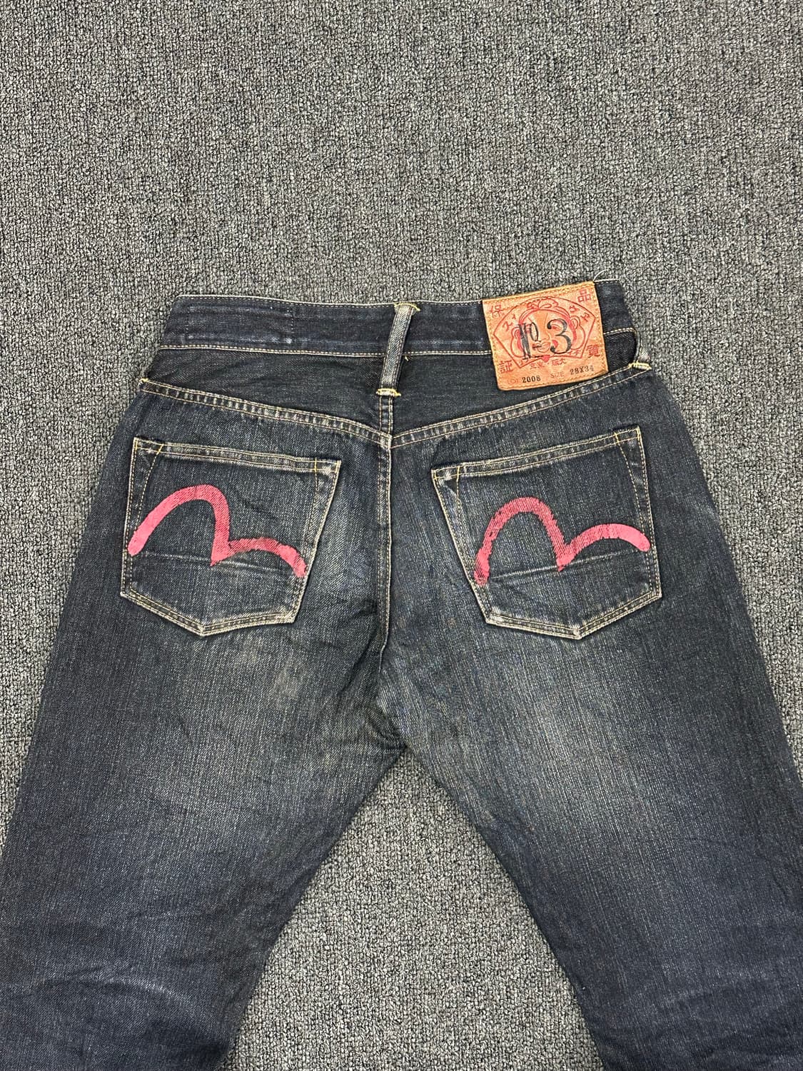 28)에비수 빈티지 포켓 프린팅 여성 셀비지 데님팬츠 상품이미지3