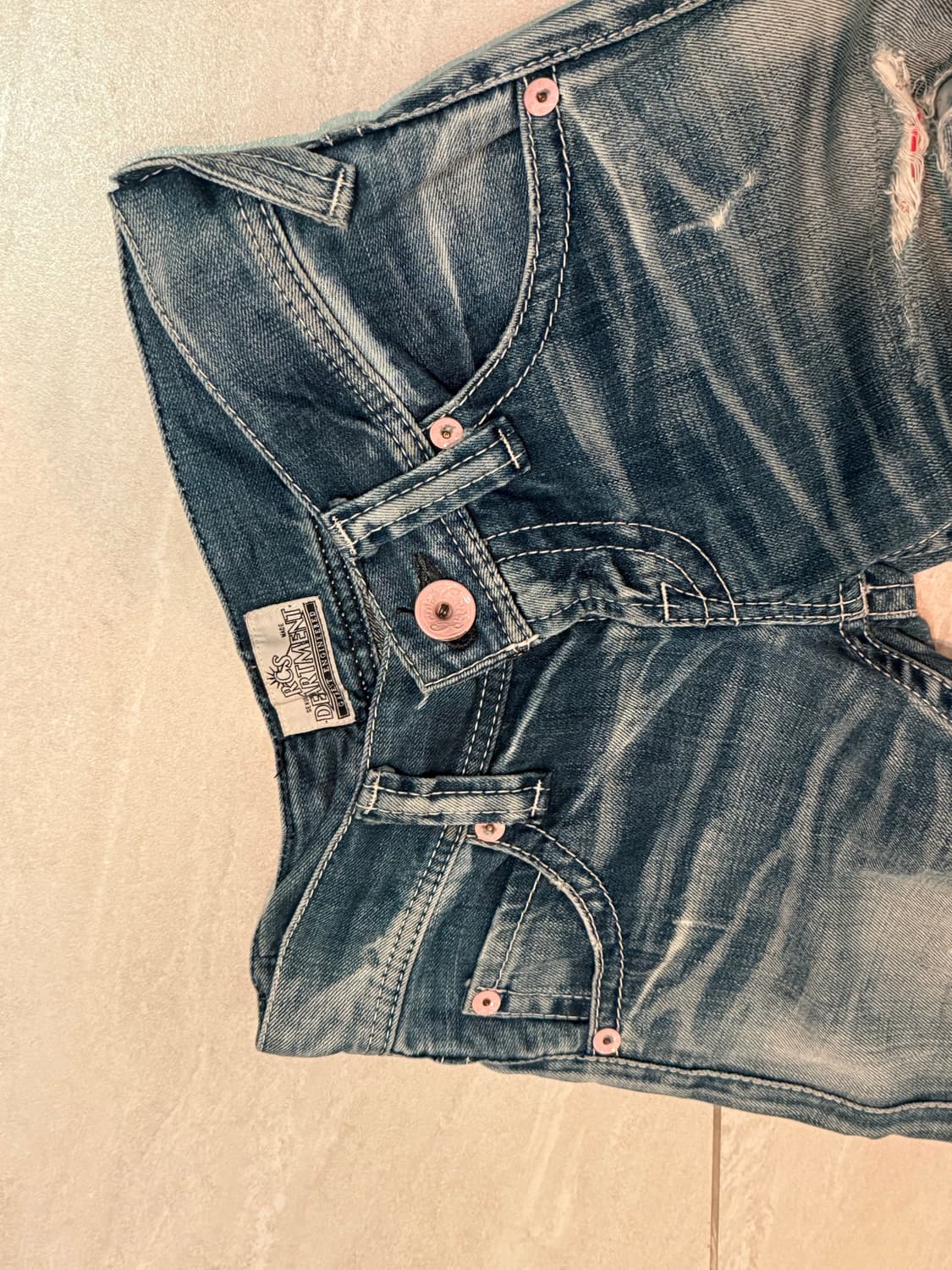 핑크 버튼 데님 팬츠 상품이미지3