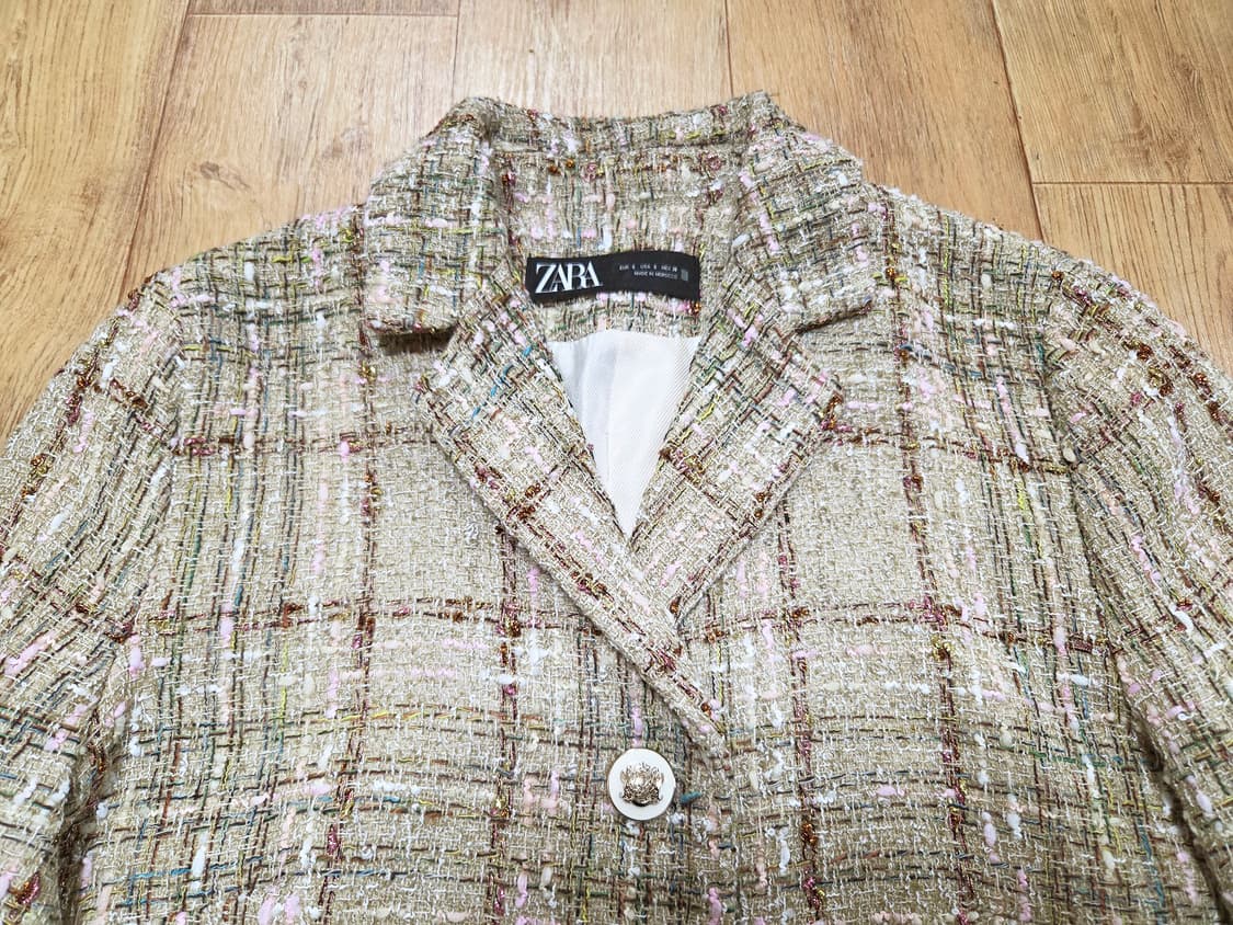 자라(ZARA) 골드베이지 트위드자켓 55 새상품 상품이미지4