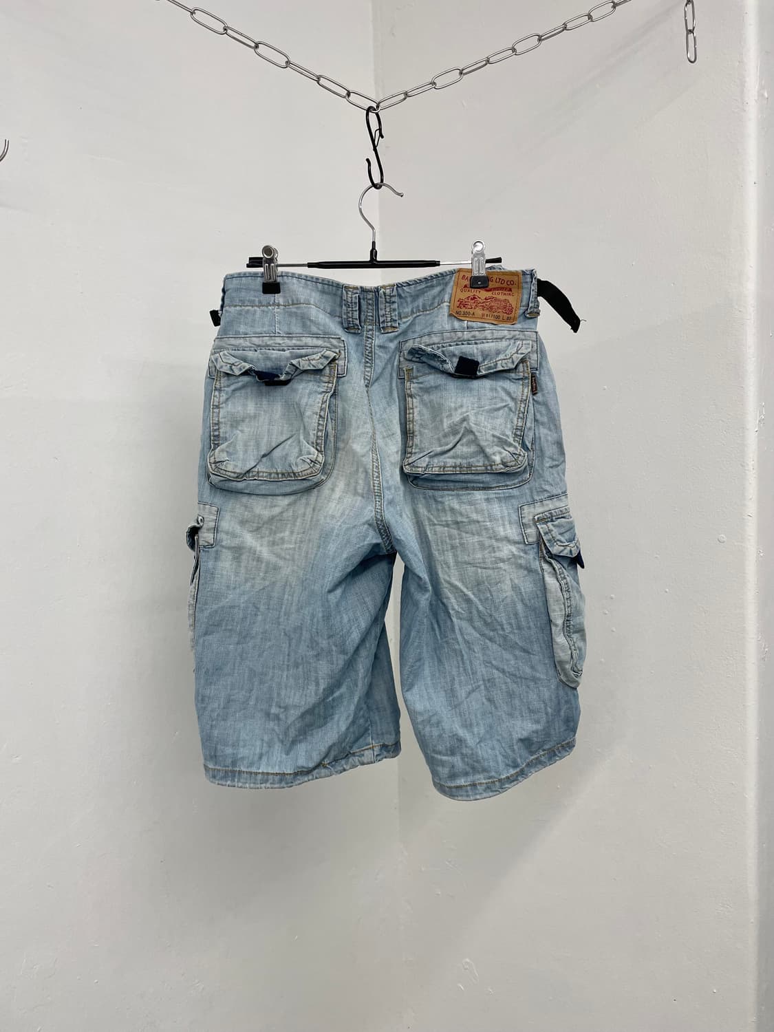 연청 워싱 카고 버뮤다 팬츠 상품이미지4