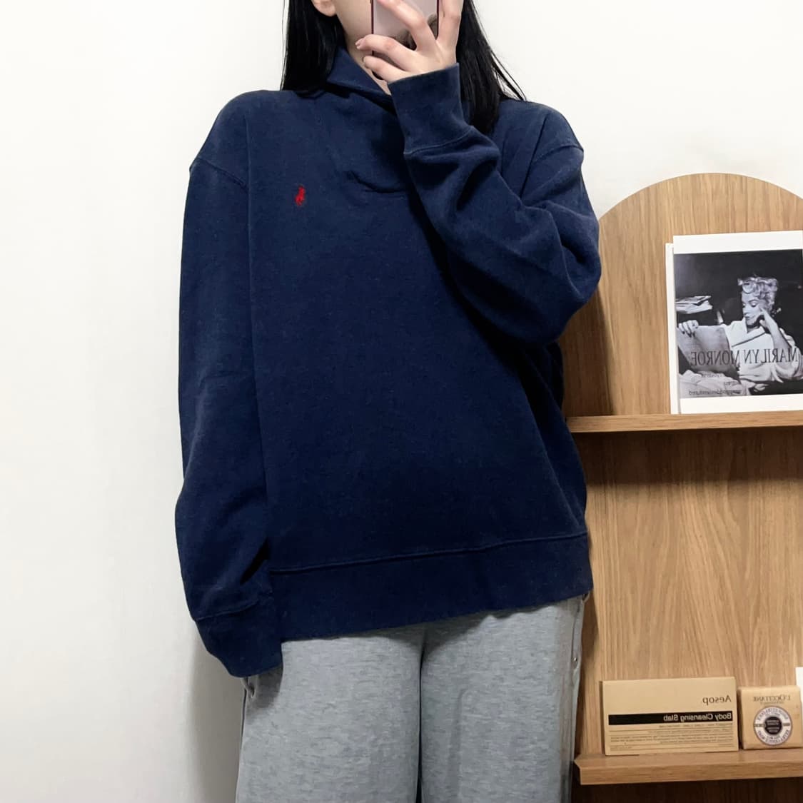 [정품] 폴로 네이비 / 레드포니 숄더 니트 [ L ] 상품이미지2
