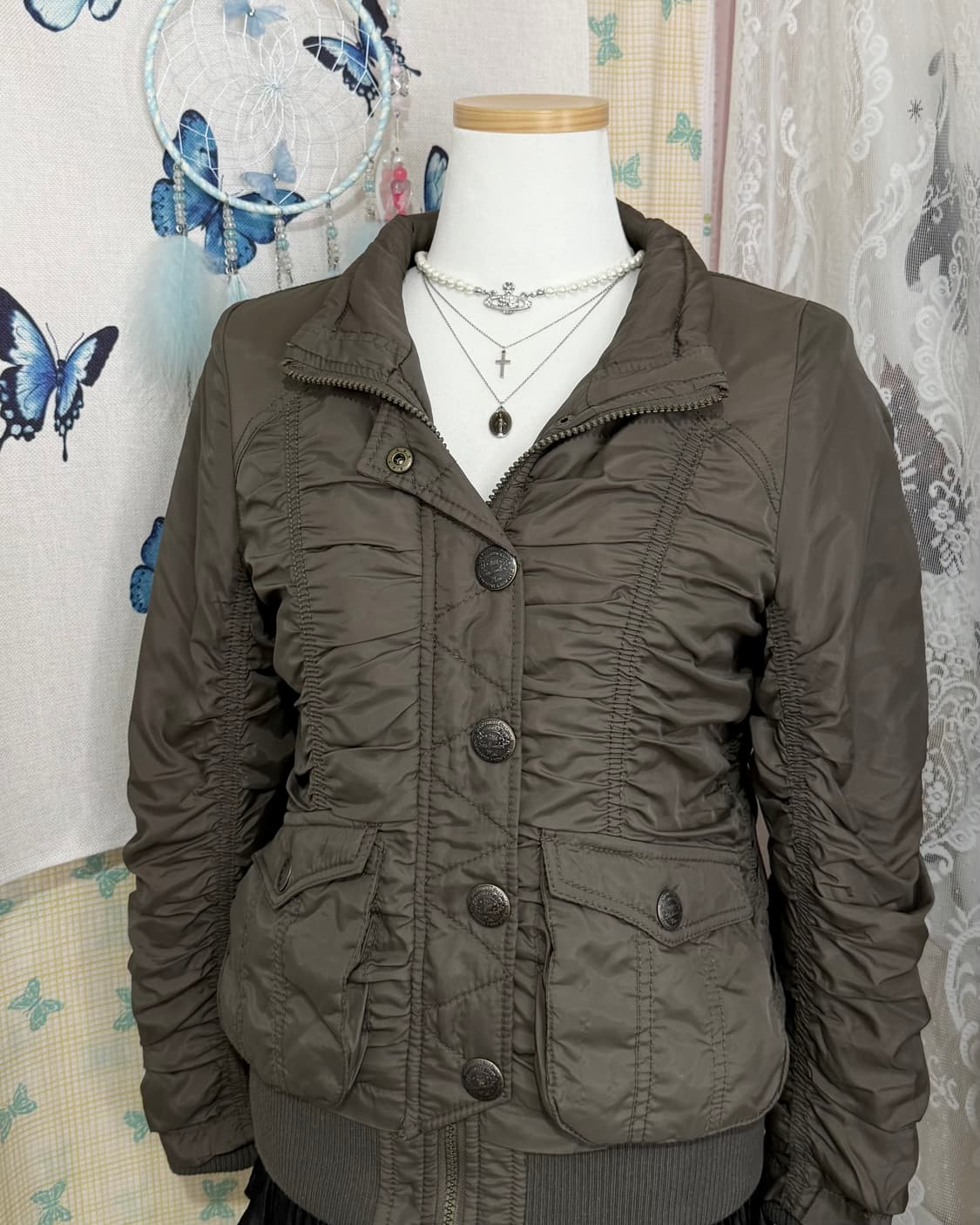 카키 셔링 Y2K 자켓 상품이미지6