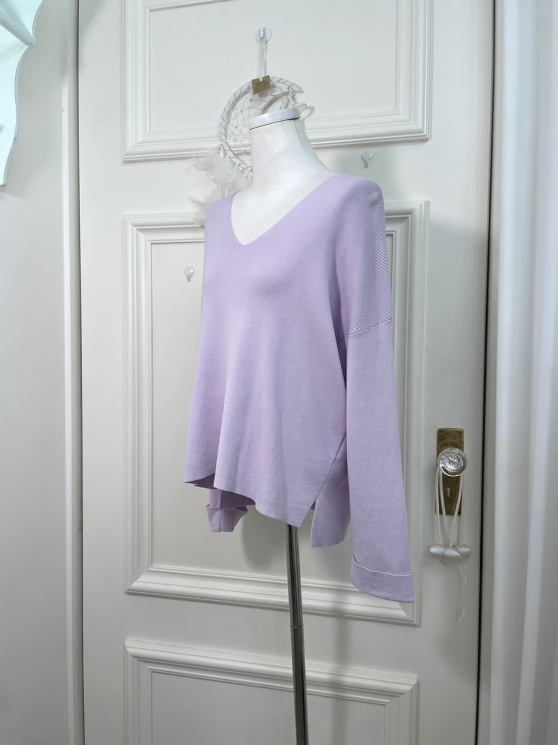 lavender v-neck basic knit top 상품이미지2