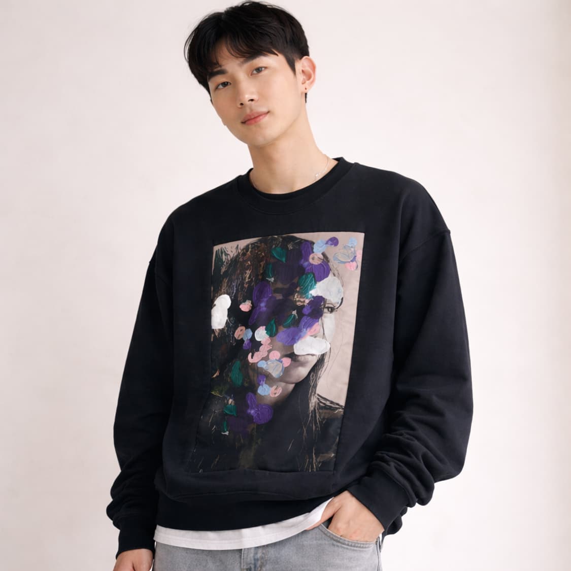 MSGM 페이스 그래픽 프린팅 블랙 맨투맨 상품이미지2