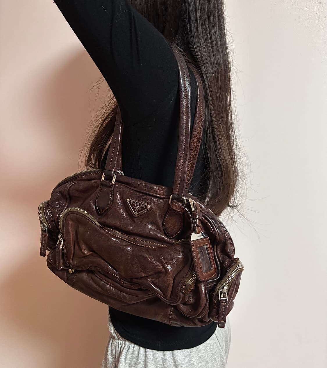 프라다 80-90s 레트로 빈티지 브라운 숄더백 아메리칸 빈티지 오네갸루 상품이미지9