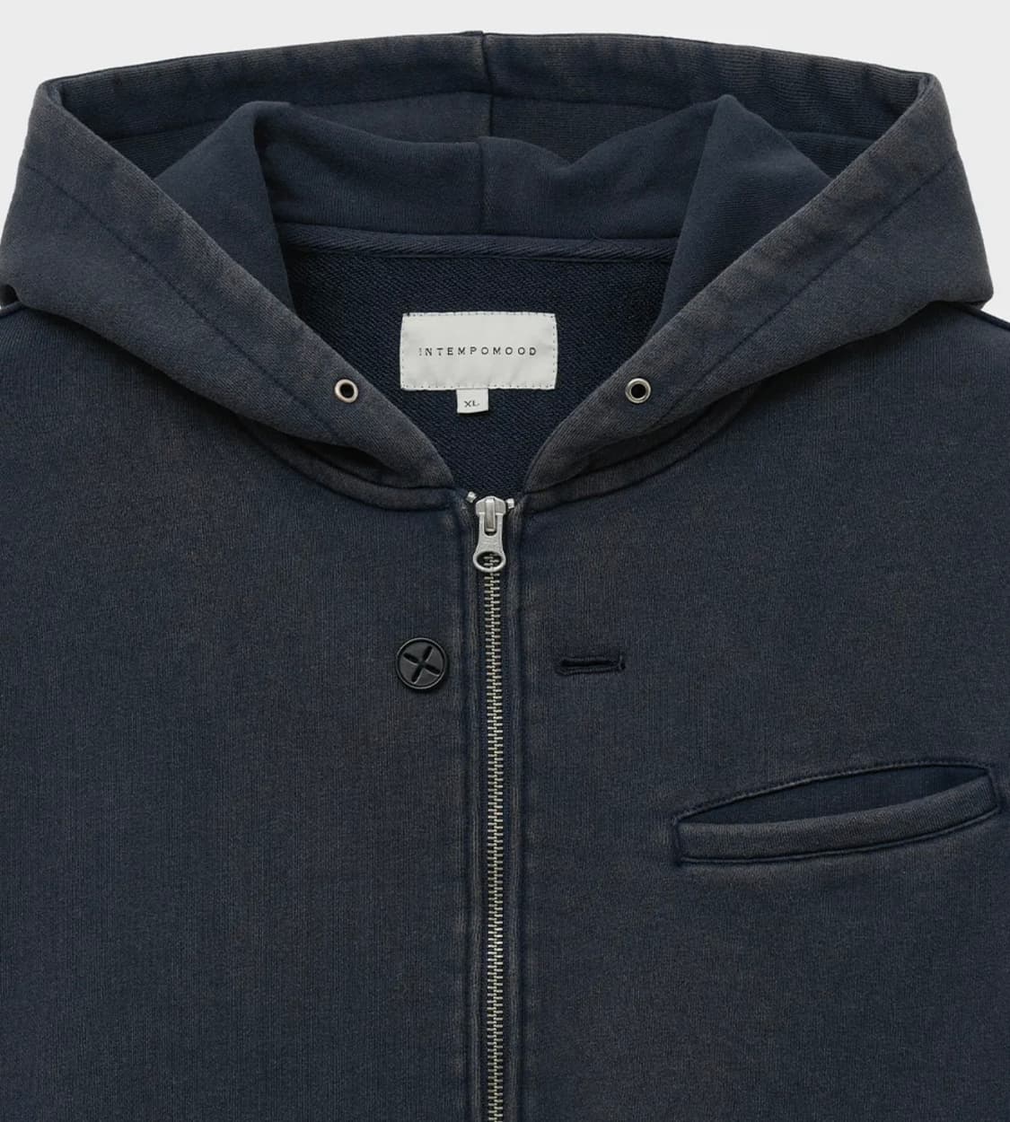 인템포무드 버튼홀 워싱 후드 집업 상품이미지2