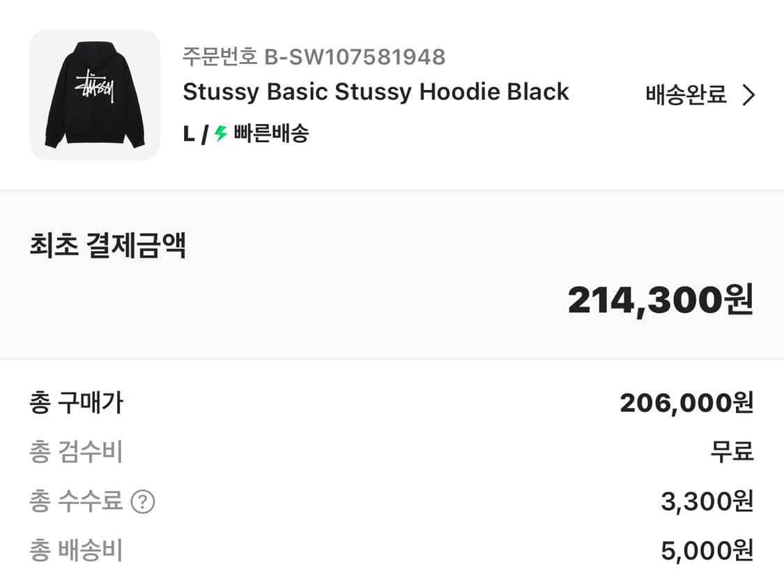 스투시 베이직 후드티 블랙 상품이미지2