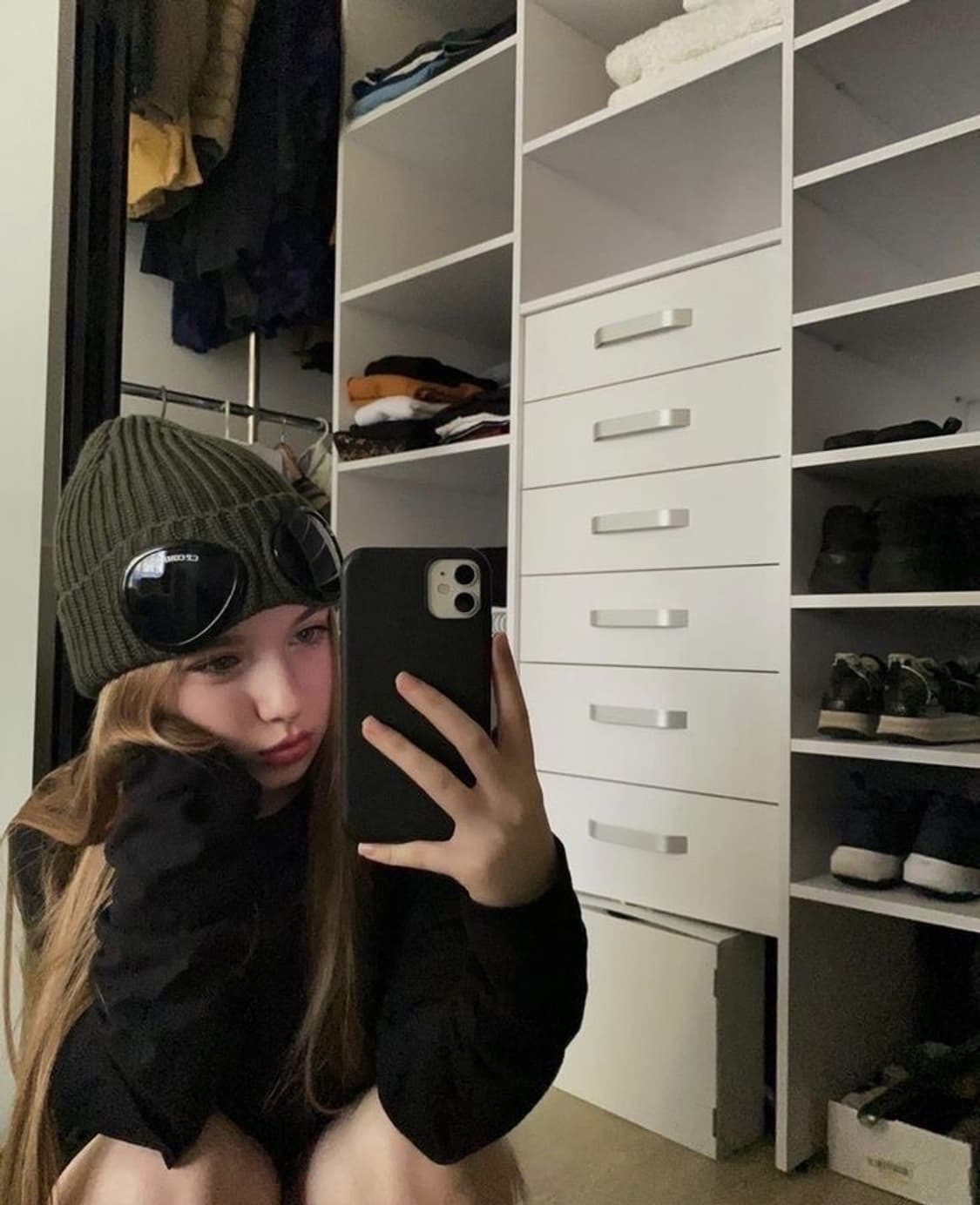 CP 컴퍼니 엑스트라 파인 메리노 울 고글 비니 블랙 상품이미지1