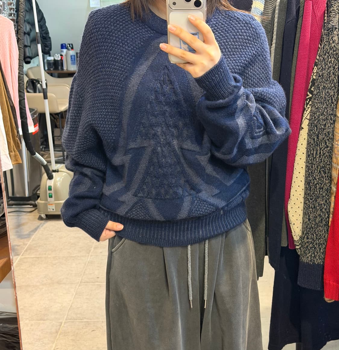 [NO.9] 랑방 빈티지 남색 패턴니트 상품이미지1