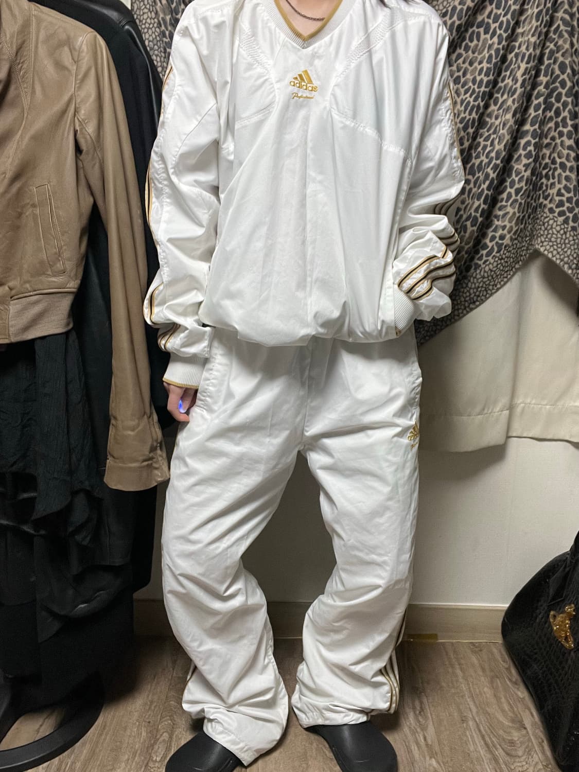 00s 아디다스 화이트 골드 메탈릭 셋업 웜업 져지 상품이미지2