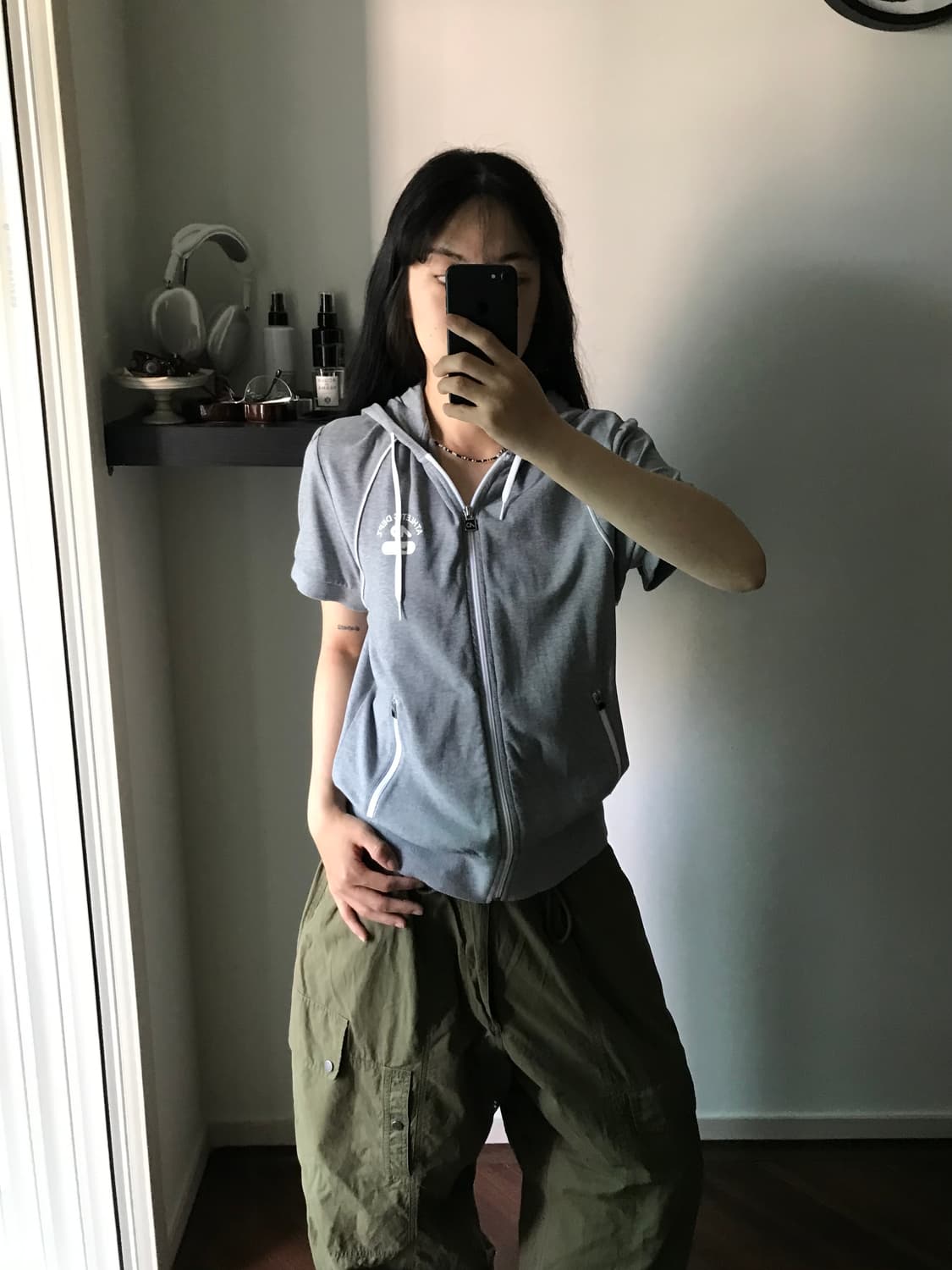 나이키 올드스쿨 그레이 반팔 집업 상품이미지2