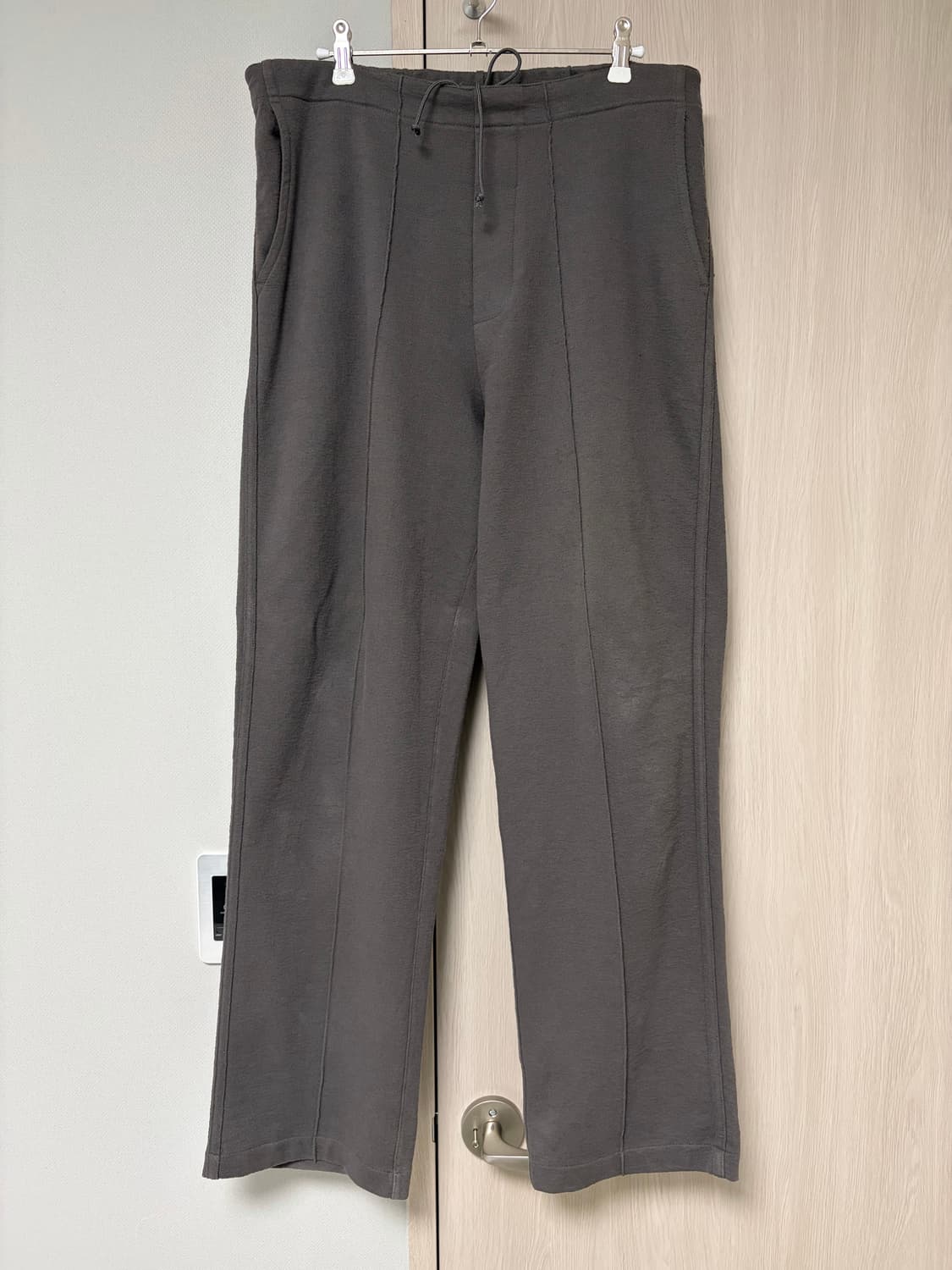 레이디 화이트 코튼 트랙 팬츠 브라운 M 상품이미지1