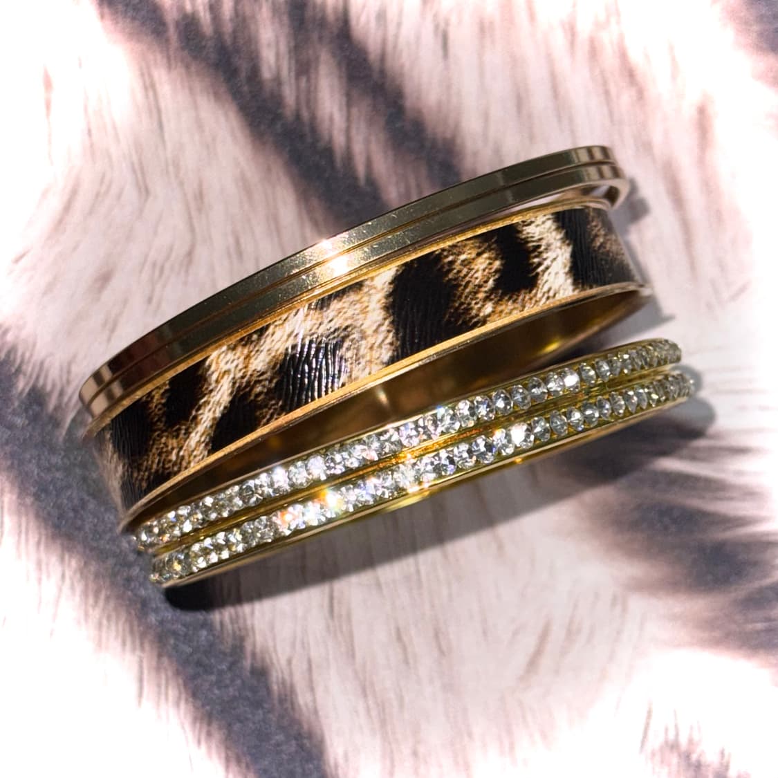 일본 시부야 갸루 골드 호피 큐빅 뱅글 팔찌 세트 상품이미지2