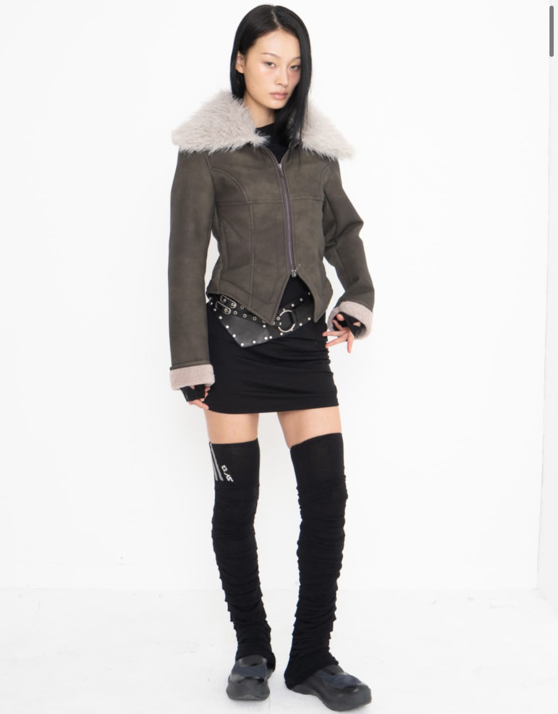 2000아카이브 알렉스 퍼 무스탕 자켓 카키 1사이즈 상품이미지2