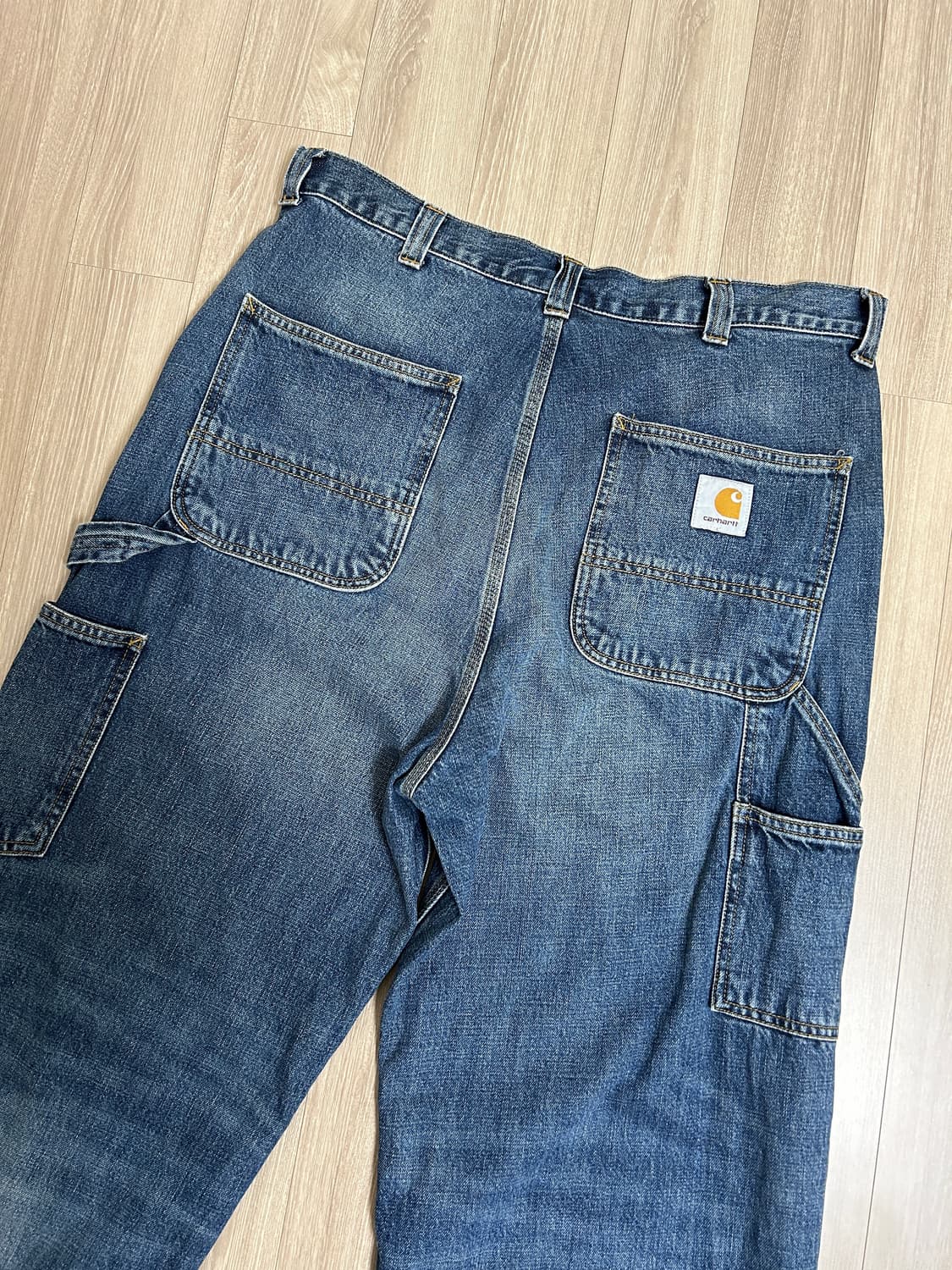 [M] 칼하트WIP OG 싱글니 데님팬츠 카마노 블루 다크 유즈드 워시 상품이미지2