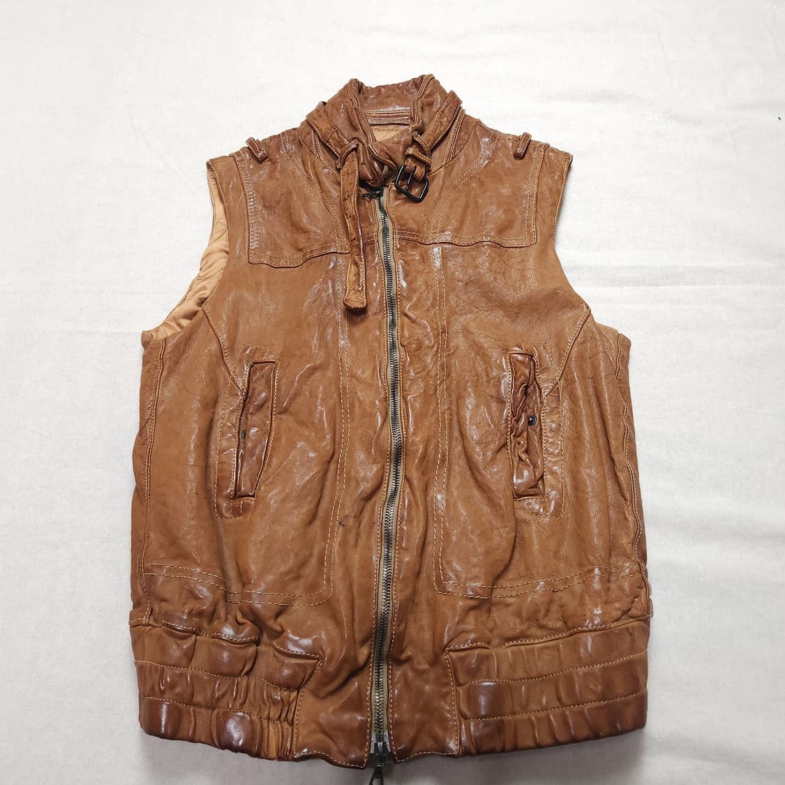 [XXS] 닐바렛 브라운 소가죽 조끼 자켓 상품이미지1