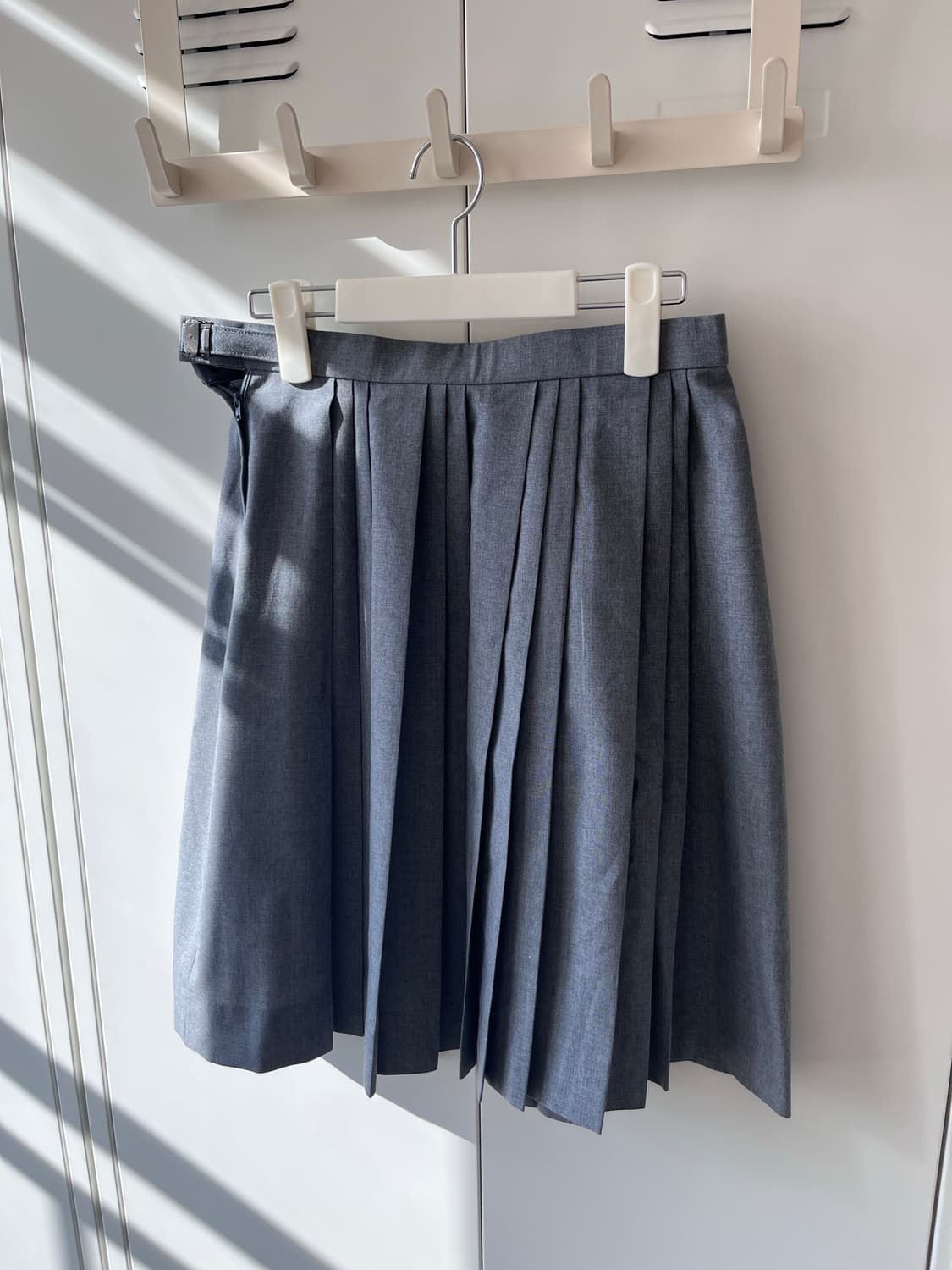 Japanese vintage  그레이 주름 플리츠 미디스커트 상품이미지6