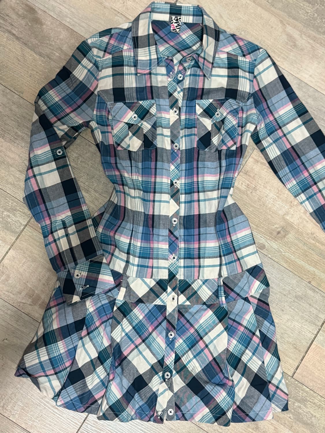 빈티지 체크 원피스셔츠 상품이미지1