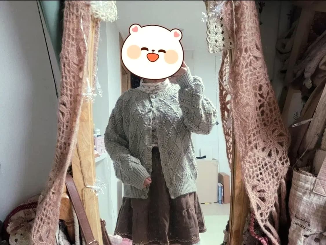 [착용샷] 빈티지 스웨이드 자수 캉캉스커트 상품이미지7