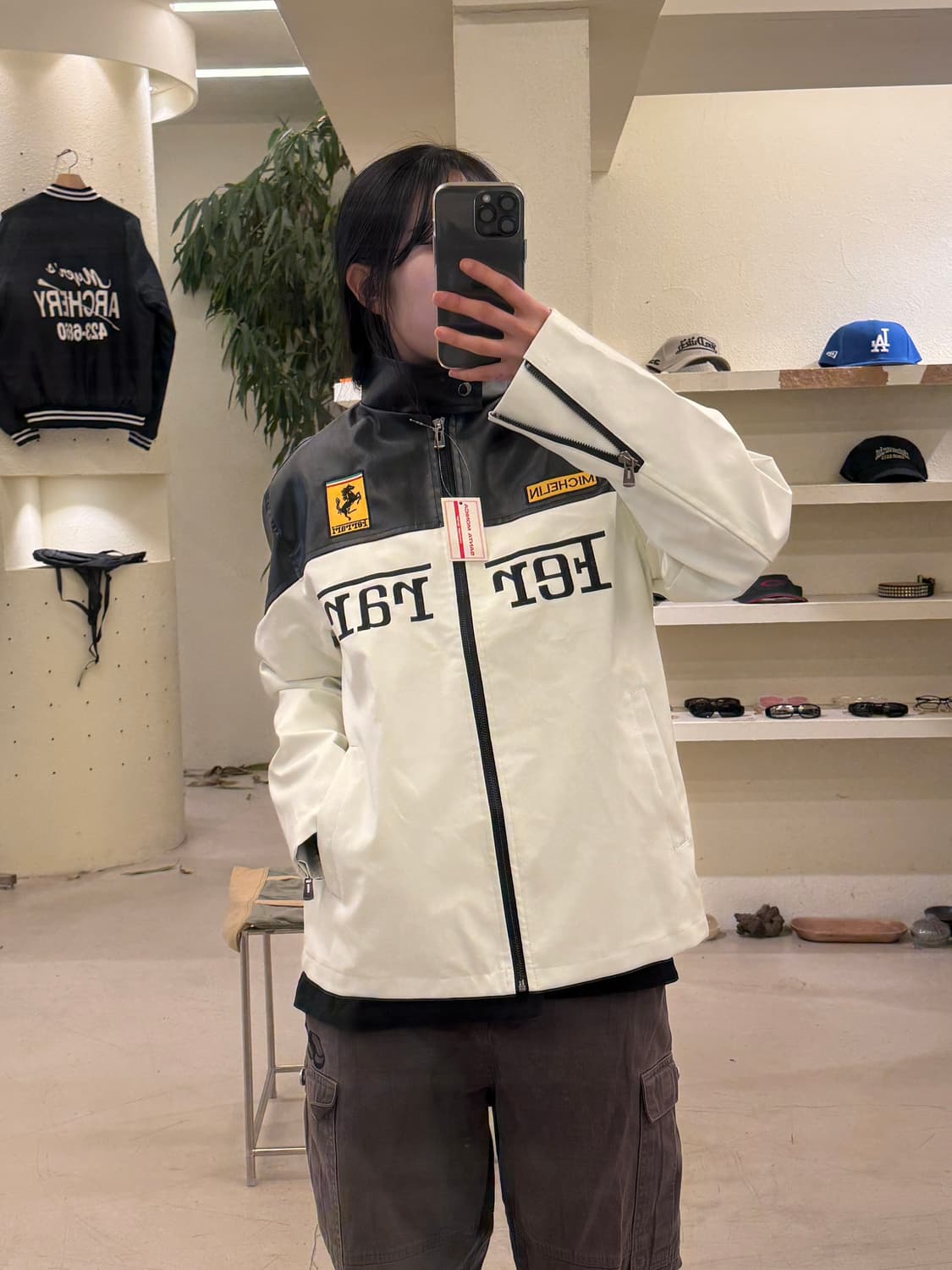 페라리 투톤 빅로고 레더 자켓 U345 상품이미지1