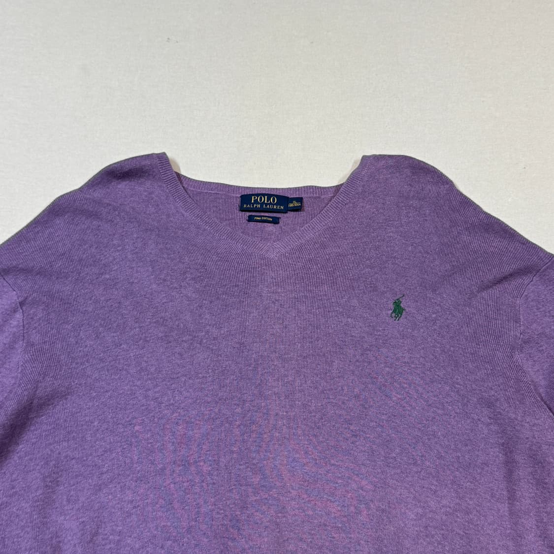 XL) 폴로 랄프로렌 피마코튼 브이넥 니트 퍼플/보라색 상품이미지3