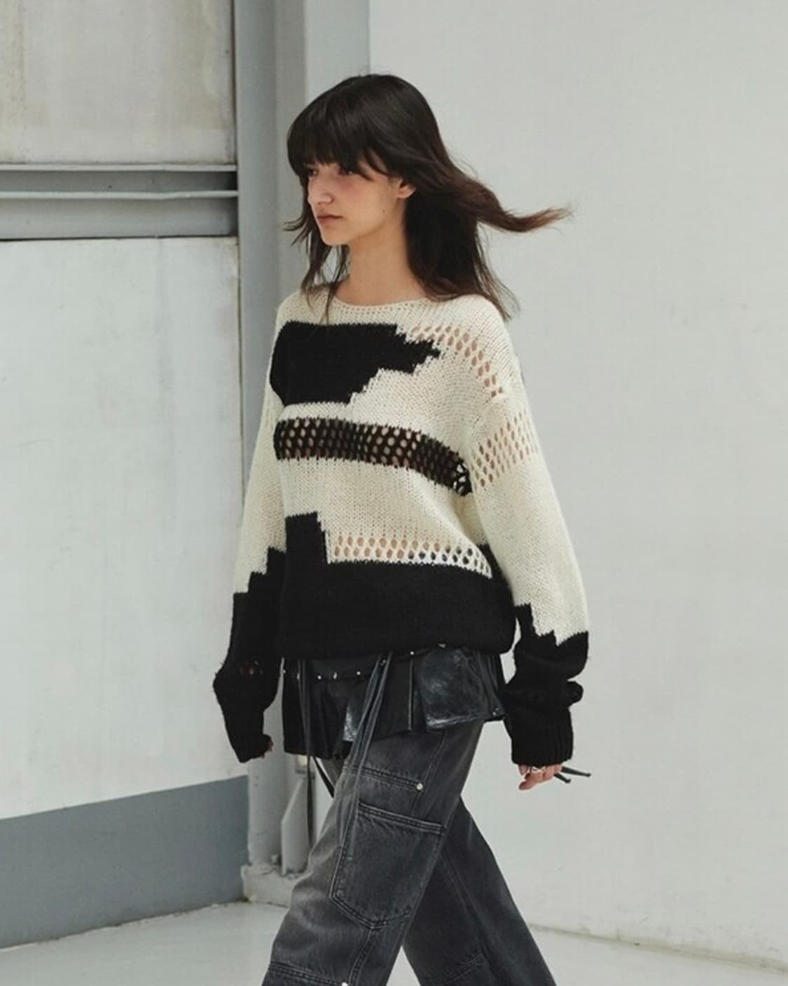 다이애그널 루즈 컬러 믹스 니트 상품이미지1