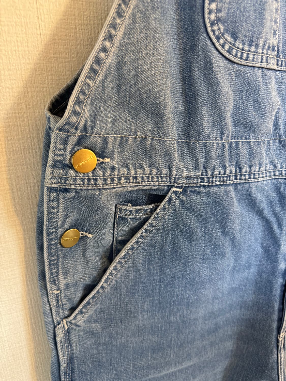 [32x32] 칼하트wip 연청 오버올 멜빵바지 상품이미지4