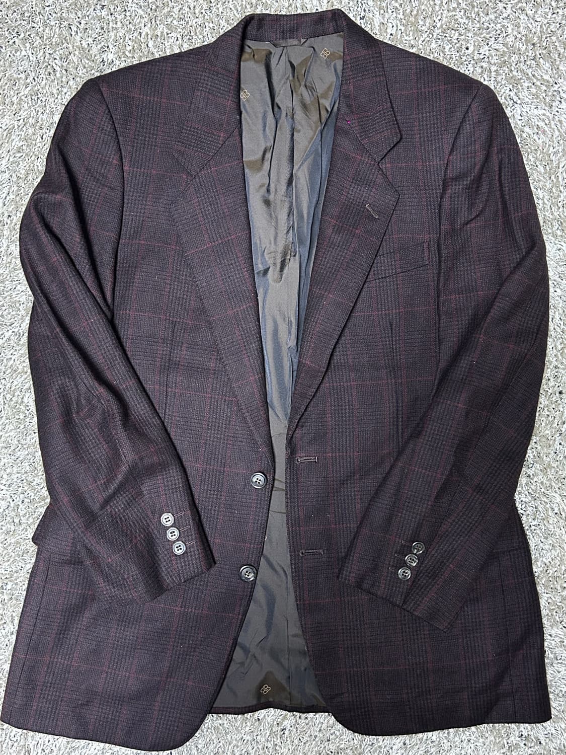 일제 발렌시아가 캐시미어 체크 블레이저 사이즈 105 상품이미지1