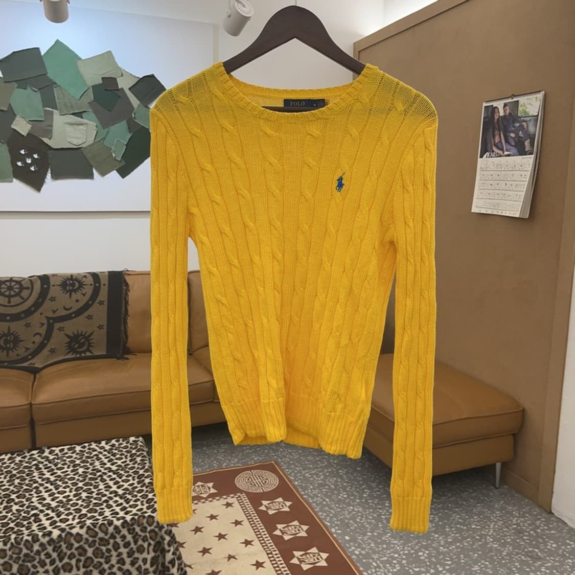 폴로 랄프로렌 레트로 빈티지 옐로우 꽈배기 니트 M C08961 상품이미지3