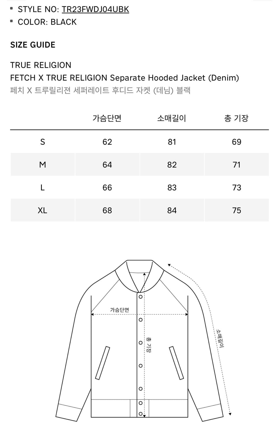트루릴리젼 x 페치 데님 세퍼레이트 파카 블랙 XL 상품이미지9