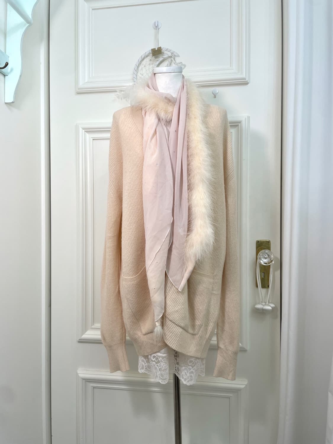 coral fur cubic point choffon muffler 상품이미지2
