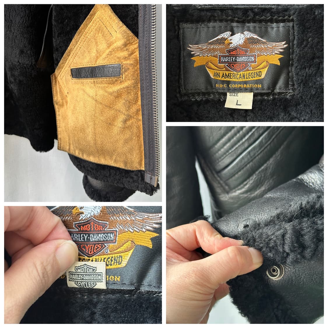 할리데이비슨 빈티지 B-3 무스탕 자켓 블랙 L 상품이미지10