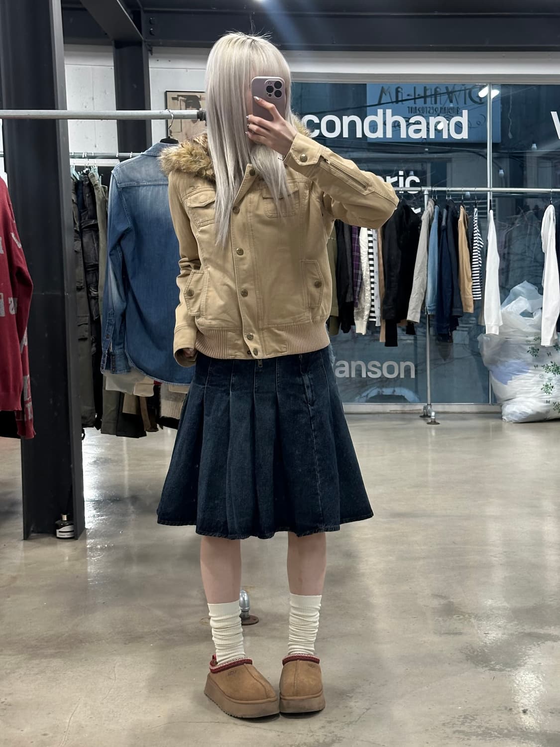 홀리스터 베이지 퍼 후드 자켓 상품이미지1