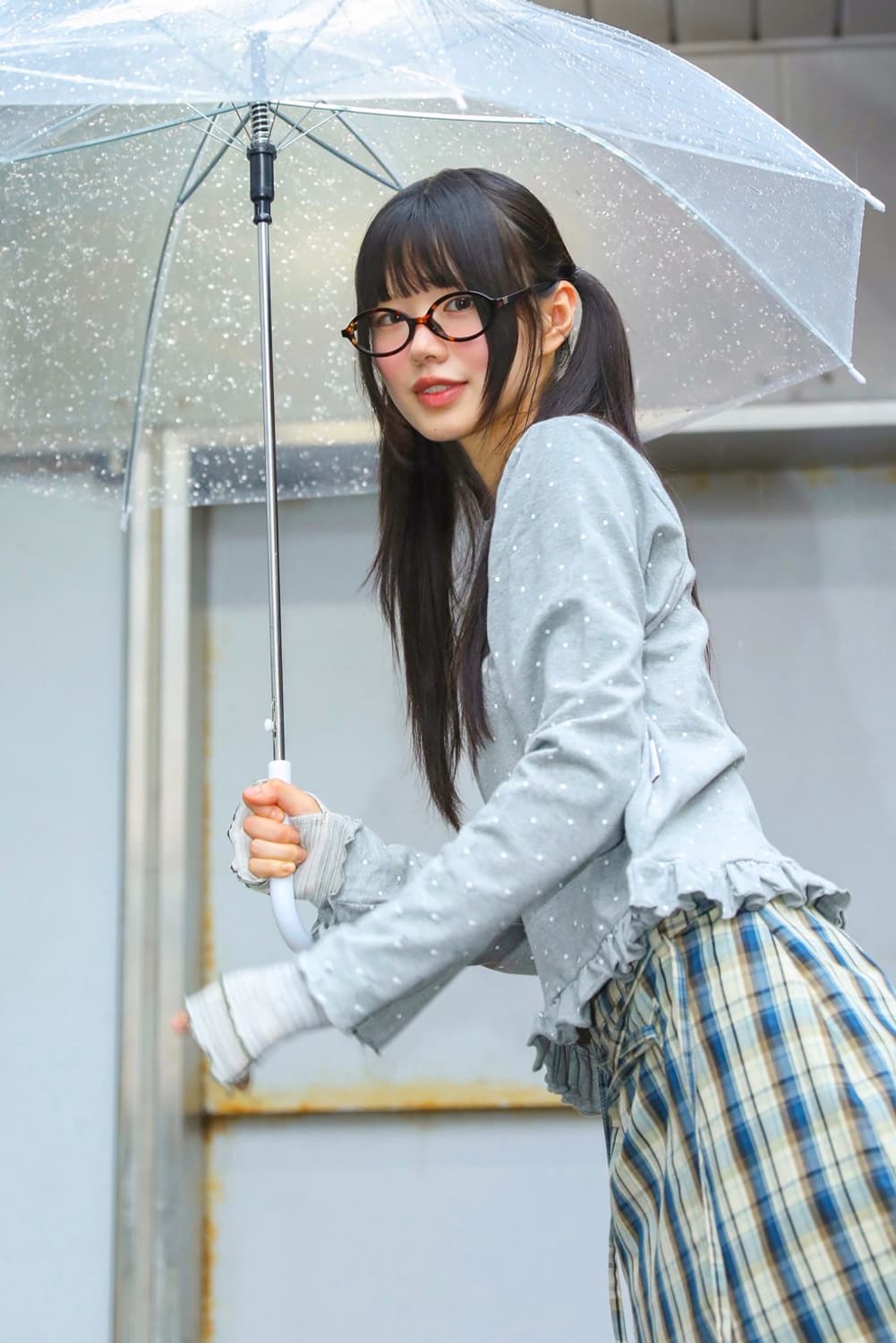 루나키후 유키 도트 PK 롱슬리브 멜란지 그레이 상품이미지1