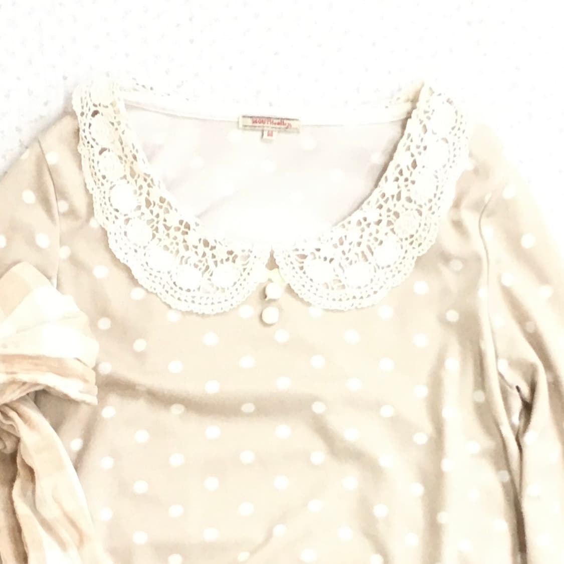BEBEPOSEE /도트 레이스 블라우스 둥근카라 둥근카라블라우스 상품이미지2