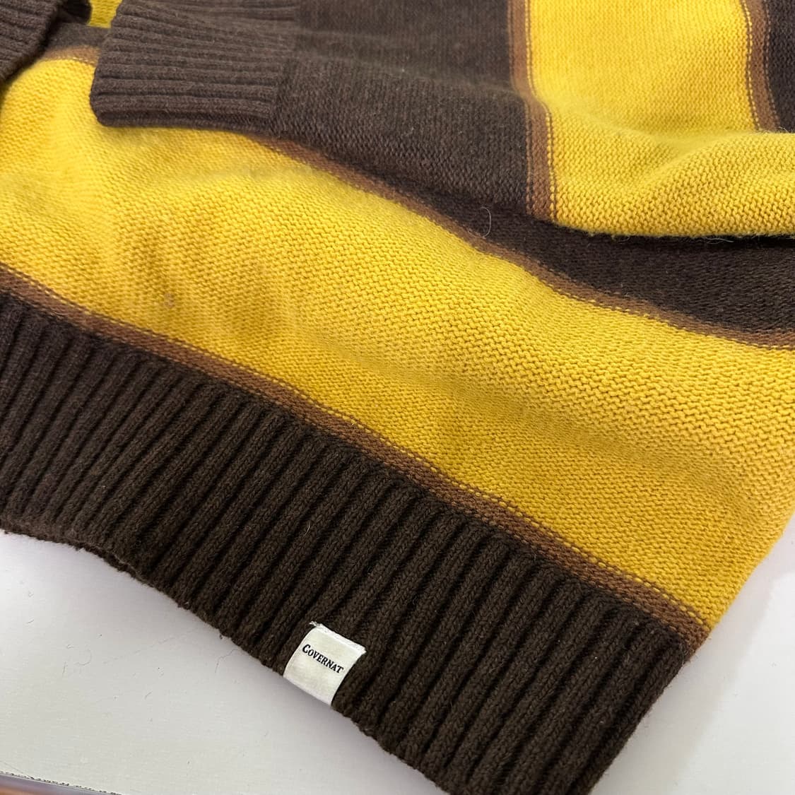 XL 커버낫 브라운옐로우 루즈핏 라운드 단가라니트 상품이미지2